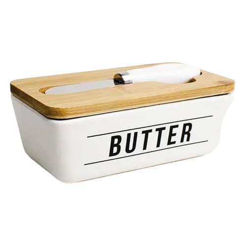 Manteigueira Em Porcelana Com Espátula Butter Hauskraft