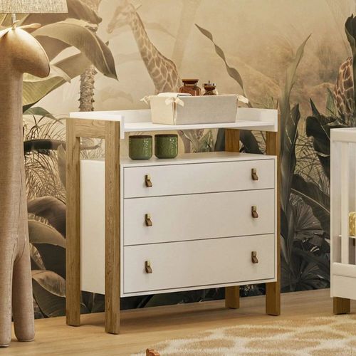 Cômoda Fantasia 3 Gavetas Com Nicho Branco Acetinado Qmovi