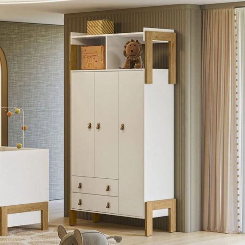 Roupeiro Fantasia 3 Portas Com Nicho Branco Acetinado Qmovi