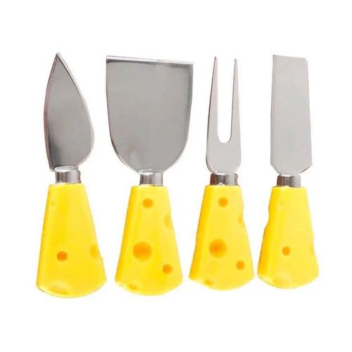 Kit Para Queijos 4 Peças Inox Com Cabo Queijo Clink