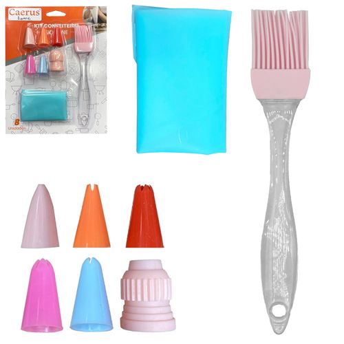 Kit Confeiteiro Silicone 8 Peças Caerus