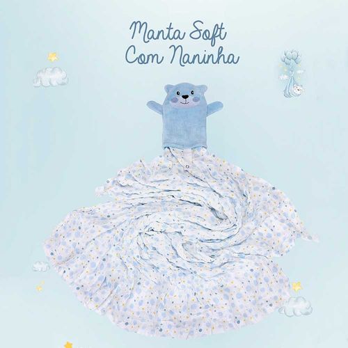 Manta Com Naninha Muito Mimo Azul Minasrey