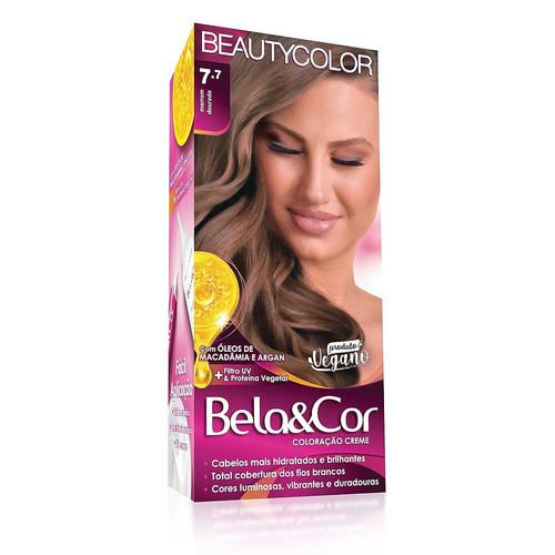 Kit Tintura Bela E Cor 7.7 Marrom Dourado Beauty Color
