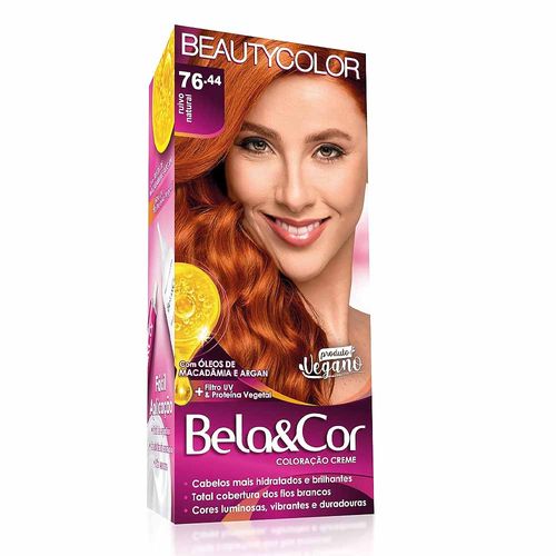 Kit Tintura Bela&Cor 76.44 Ruivo Natural Beauty Color