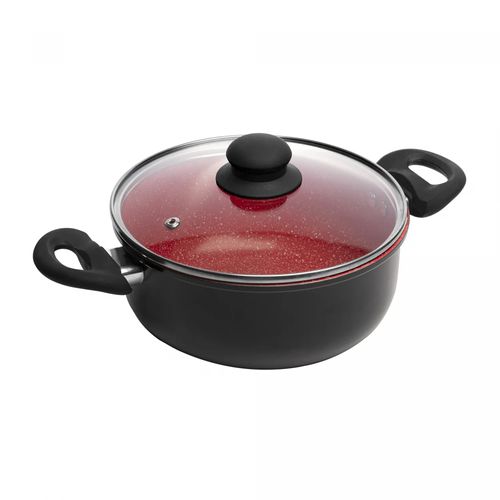 Caçarola de Indução com Tampa de Vidro 22cm Vermelho Lyor