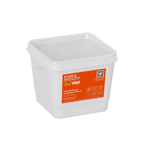 Pote Multiuso Quadrado ChefPro 610ml Branco Paramount