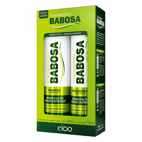 Kit Shampoo 800ml e Condicionador 750ml Tratamento Babosa Eico