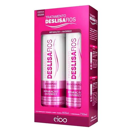 Kit Shampoo 800ml e Condicionador 750ml Tratamento Deslisa Fios Eico
