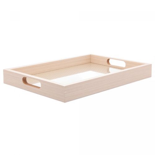 Bandeja Retangular de Mdf com Fundo Tressê 36,5cm x 4cm X 26,5cm Lyor