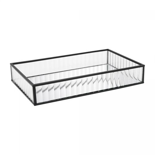 Bandeja de Metal com Espelho Preta 15cm x 25cm x 4cm Lyor