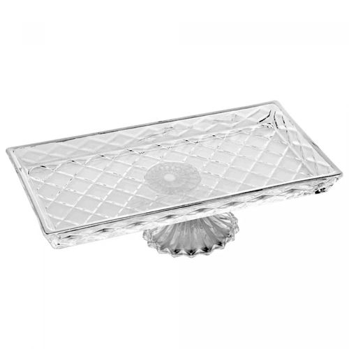Travessa para Servir de Cristal com Pé Deli Diamond 34,5cm x 18,5cm x 11,5cm Lyor