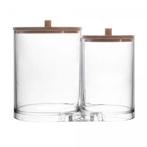 Pote Multiuso de Poliestireno com Tampa de Bambu My Box 15,5cm x 9cm x 12,5cm Lyor