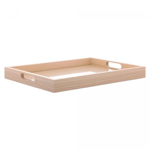 Bandeja Retangular de Mdf com Fundo Treliça 41,5cm x 4cm x 31,5cm Lyor