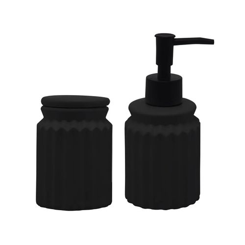 Conjunto 2 Peças para Banheiro de Cerâmica Stripes Preto Lyor