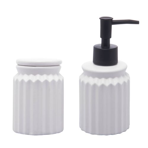 Conjunto 2 Peças para Banheiro de Cerâmica Stripes Branco Lyor