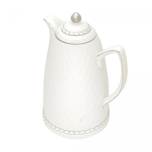 Garrafa Térmica de Porcelana Branco/Prata 900ml Wolff