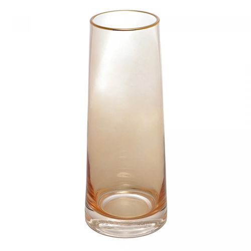 Vaso de Vidro com Fio de Ouro Âmbar Liz 11cm x 11cm x 27cm Wolff