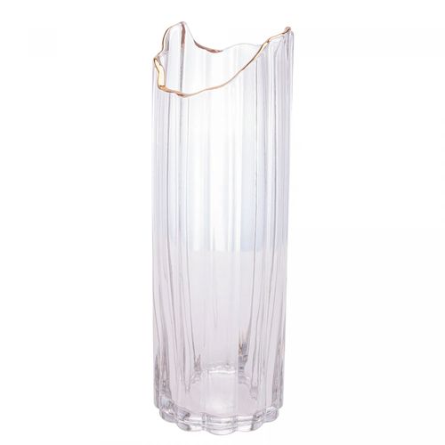 Vaso de Vidro com Borda Dourada 10cm x 30cm Wolff