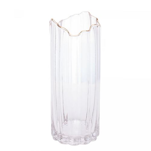 Vaso de Vidro com Borda Dourada 10cm x 25cm Wolff