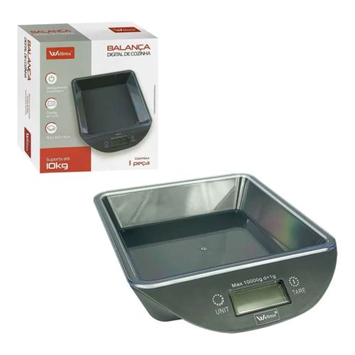 Balança De Cozinha Digital 10kg Com Tigela 20,5cm Wellmix