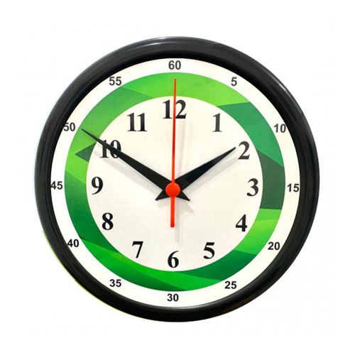 Relógio de Parede Redondo Círculo Verde 25cm Preto Plasfort