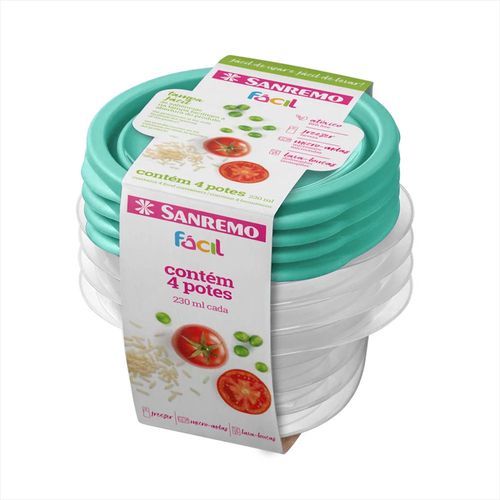 Conjuntos de Potes Plásticos 230ml 4 Peças Sortido Sanremo