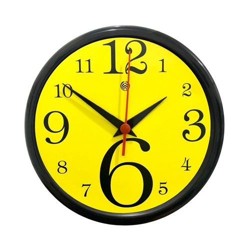 Relógio de Parede Números Grandes Amarelo 25cm Plasfort
