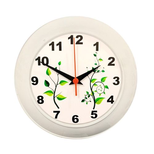 Relógio de Parede Floral Branco 25cm Plasfort