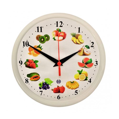 Relógio de Parede Frutinhas Branco 25cm Plasfort