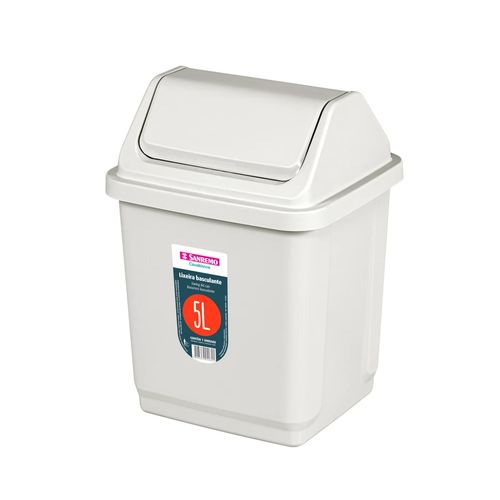 Lixeira Basculante Plástico Branca 5L Sanremo
