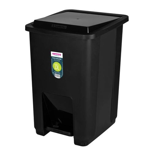 Lixeira Com Pedal Plástica 15L Preta Sanremo