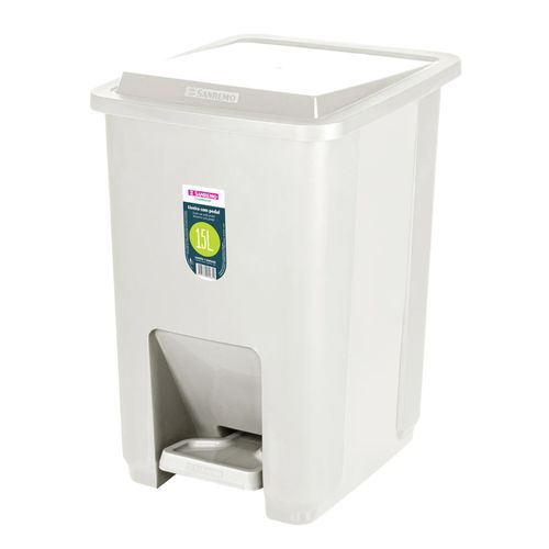 Lixeira Com Pedal Plástica 15L Branca Sanremo