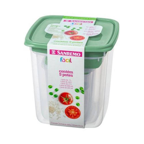 Conjunto de 5 Potes Plástico Sortido Sanremo