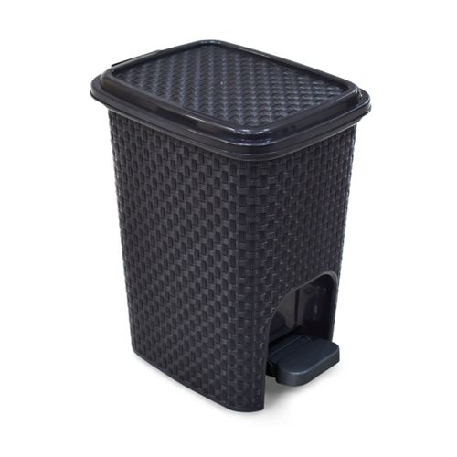 Lixeira Rattan Com Pedal Preta 7 Litros Arqplast