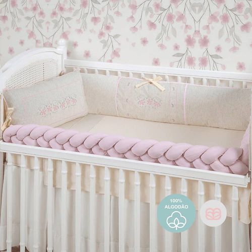 Kit Berço 08 Peças Joy Valentina Rosa Linho Brubrelel
