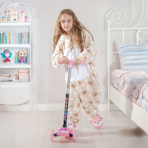Patinete Infantil 3 Rodas Girl Rosa Com LED Bene Casa