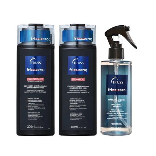 Kit Frizz Zero Shampoo, Condicionador e Máscara Líquida Truss