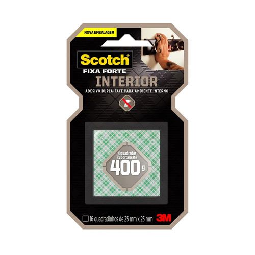 Adesivo Dupla Face 25mmX25mm Fixa 16 Quadrados Scotch
