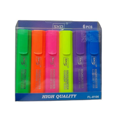 Kit Caneta Marca Texto Com 6 Unidades Neon Lualu