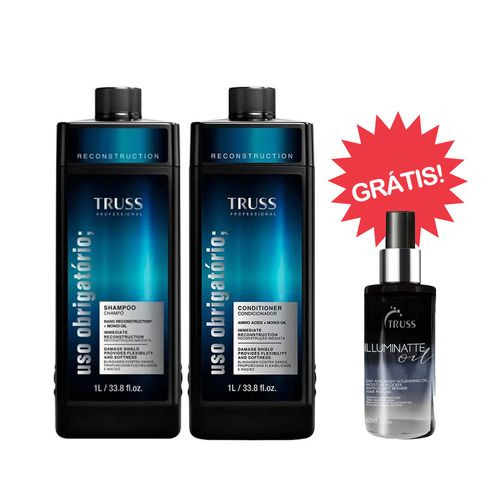 Kit Uso Obrigatório Shampoo e Condicionador 1 Litro Grátis Óleo Illuminatte Truss