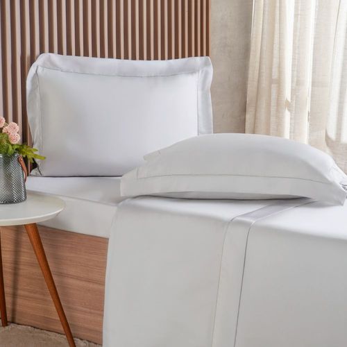 Jogo De Cama Queen 300 Fios Ricamo Branco Tessi