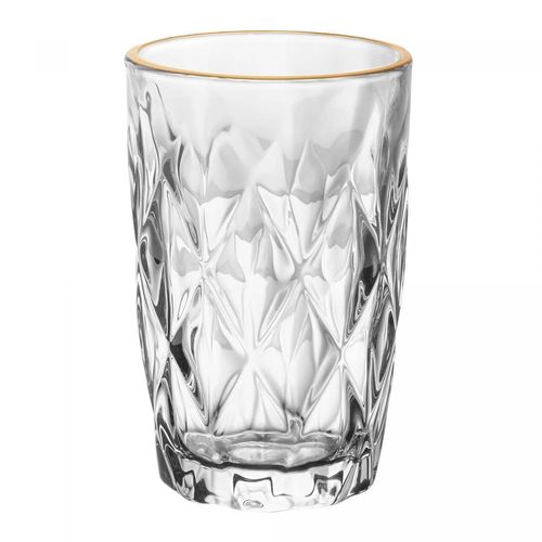 Copo Alto com Fio de Ouro Diamond 390ml Vidro Lyor