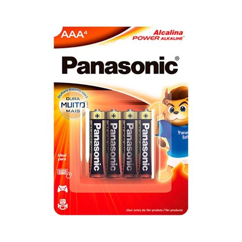 Pilha Alcalina AAA Palito Com 4 Unidades Panasonic