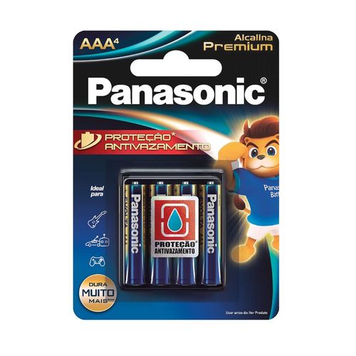 Pilha Alcalina Premium Palito AAA2 Com 4 Unidades Panasonic
