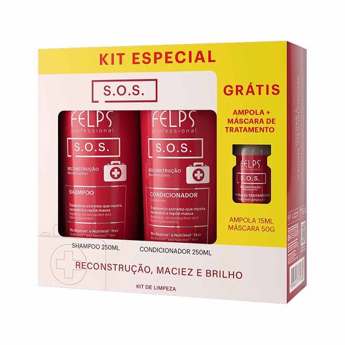 Kit Shampoo E Condicionador S.O.S Reconstrução Capilar 250ml Felps
