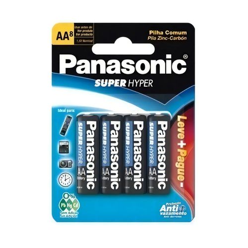 Pilha Comum AA8 Com 8 Unidades Panasonic