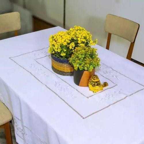 Toalha De Mesa Cristal 8 Lugares Branca 1,70x2,70m Casa Argivai
