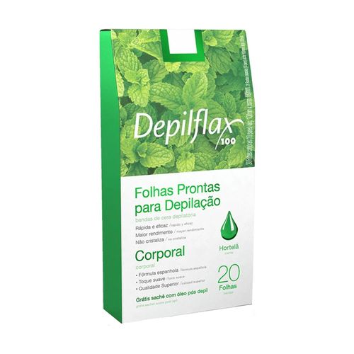 Folhas Prontas para Depilação Corporal Hortelã Depilflax