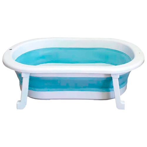 Banheira Retrátil Dobrável Em Silicone De Bebe Azul Hipertextil