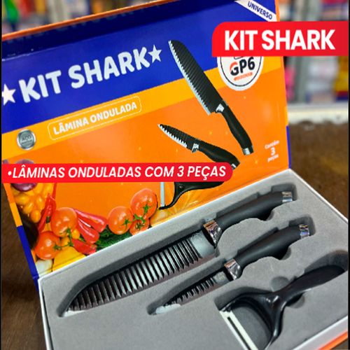 Kit Shark Com 3 Peças Lâminas Onduladas Aço Inoxidável Gp6